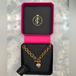JUICY COUTURE gold(brass) Rhinestone Puffed Heart Necklace Choker